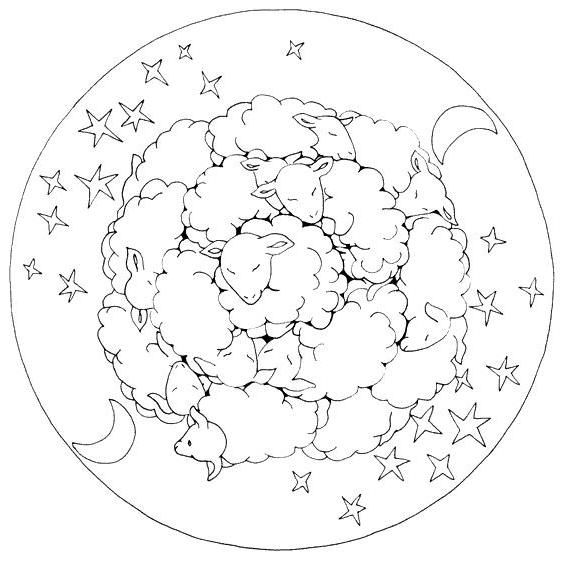 coloriage mandala moutons de sommeil